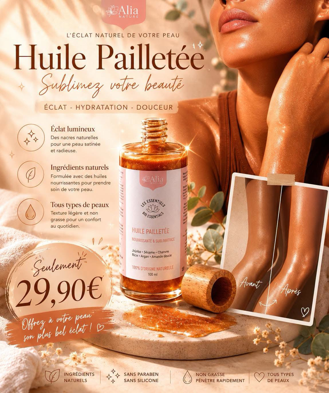 Huile pailletée